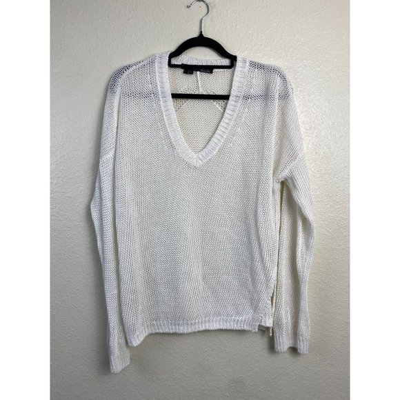 360 Cashmere Sweaters - 360 Sweaters Italian yarn Linen Sweater Womens size Large White Open Knit Coasta